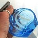 Blue Etched Glass Perfume Bottle -Finland Glass