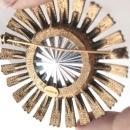 Vintage JEANNE Brooch Starburst Cut Glass Blue Center Stone