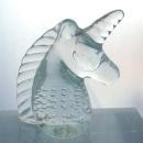 VINTAGE CLEAR ART GLASS UNICORN PAPER WEIGHT