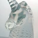 VINTAGE CLEAR ART GLASS UNICORN PAPER WEIGHT