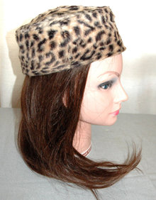 Leopard Fur Pill Box Hat