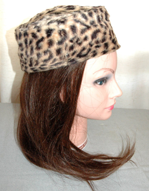 Leopard Fur Pill Box Hat