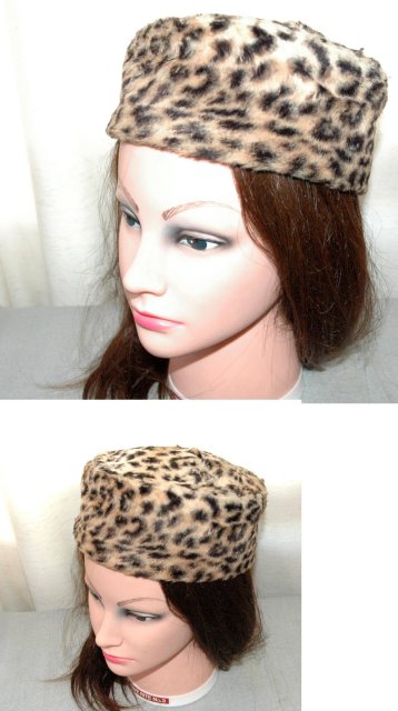 Leopard Fur Pill Box Hat