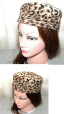Leopard Fur Pill Box Hat