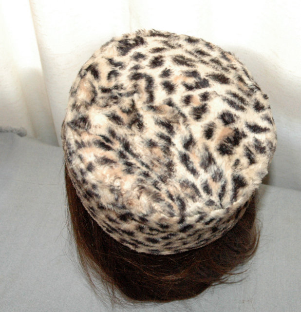 Leopard Fur Pill Box Hat