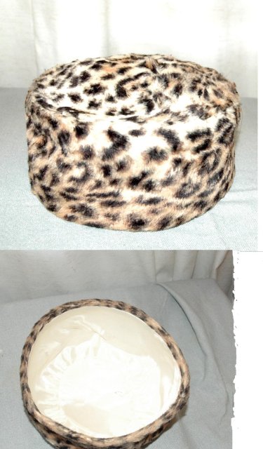 Leopard Fur Pill Box Hat