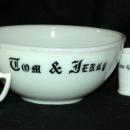Vintage McKee Custard Glass Tom & Jerry Bowl and Mugs Set