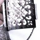 Large Silver Open Work Belt Buckle, Antique with Chain