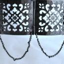 Large Silver Open Work Belt Buckle, Antique with Chain