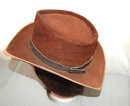 Very cool Hippie chic Rough side out suede leather fedora Cowboy hat size 6 7/8