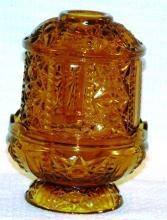 Vintage 1960s / Indiana Glass Amber Fairy Lamp / Stars and Bars Pattern / 2 piece fairy lamp