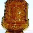 Vintage 1960s / Indiana Glass Amber Fairy Lamp / Stars and Bars Pattern / 2 piece fairy lamp