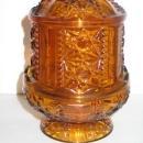 Vintage 1960s / Indiana Glass Amber Fairy Lamp / Stars and Bars Pattern / 2 piece fairy lamp