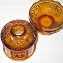 Vintage 1960s / Indiana Glass Amber Fairy Lamp / Stars and Bars Pattern / 2 piece fairy lamp