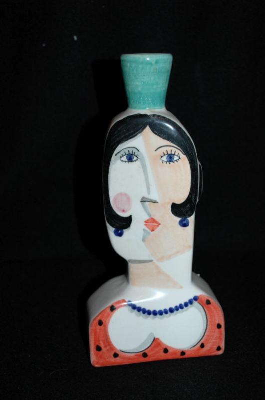 Botella Benlloch s. alg España mujer cubista ( Cubist Woman Bottle Vase from Algiers Spain)