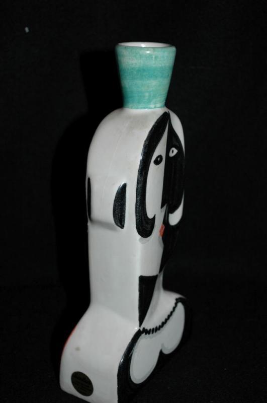 Botella Benlloch s. alg España mujer cubista ( Cubist Woman Bottle Vase from Algiers Spain)