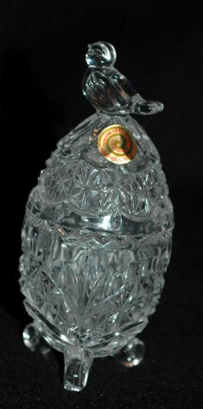 RARE Hofbauer Byrdes Crystal Egg with Bird Finial, German