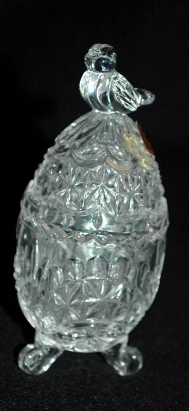 RARE Hofbauer Byrdes Crystal Egg with Bird Finial, German
