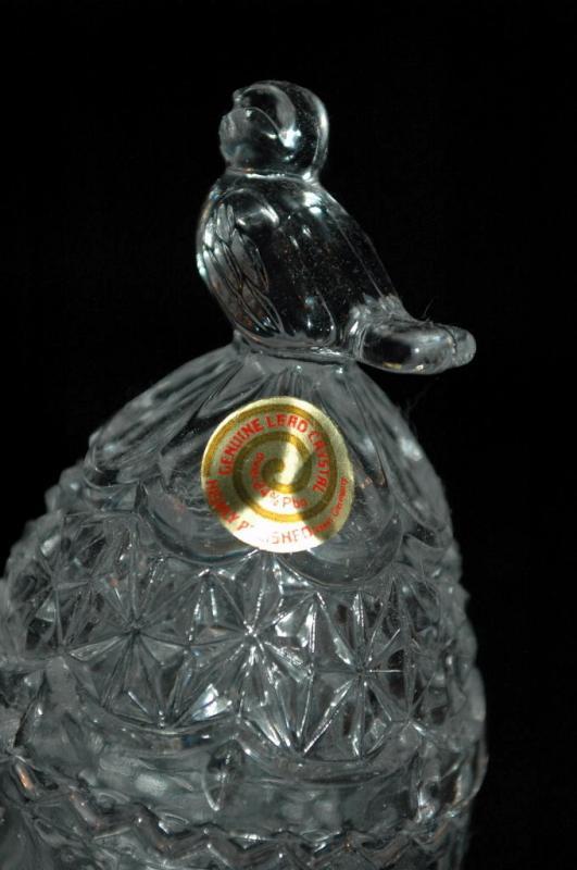 RARE Hofbauer Byrdes Crystal Egg with Bird Finial, German