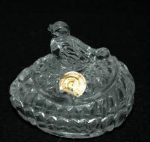 HOFBAUER WEST GERMAN LEAD CRYSTAL BIRD/BYRDES EGG SHAPED TRINKET BOX