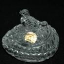 HOFBAUER WEST GERMAN LEAD CRYSTAL BIRD/BYRDES EGG SHAPED TRINKET BOX