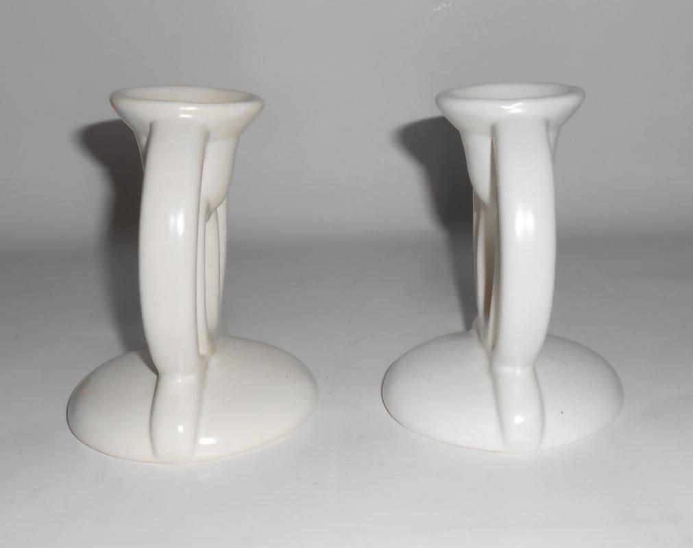 Bauer Pottery Candesticks Matte White