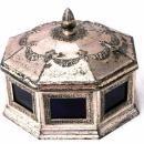 Silver with Cobalt Blue Glass Box -Octagonal- Trinket or Candy Container