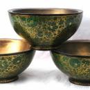 3 Footed Lacquered Papier Mache Bowl Brass Lined Persian or Suffering Moses?