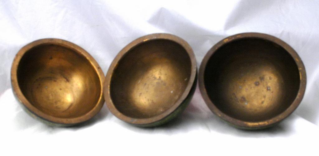 3 Footed Lacquered Papier Mache Bowl Brass Lined Persian or Suffering Moses?