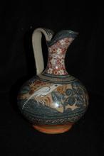 Hand Painted Burnished Mexican ewer Tonala Exquisite