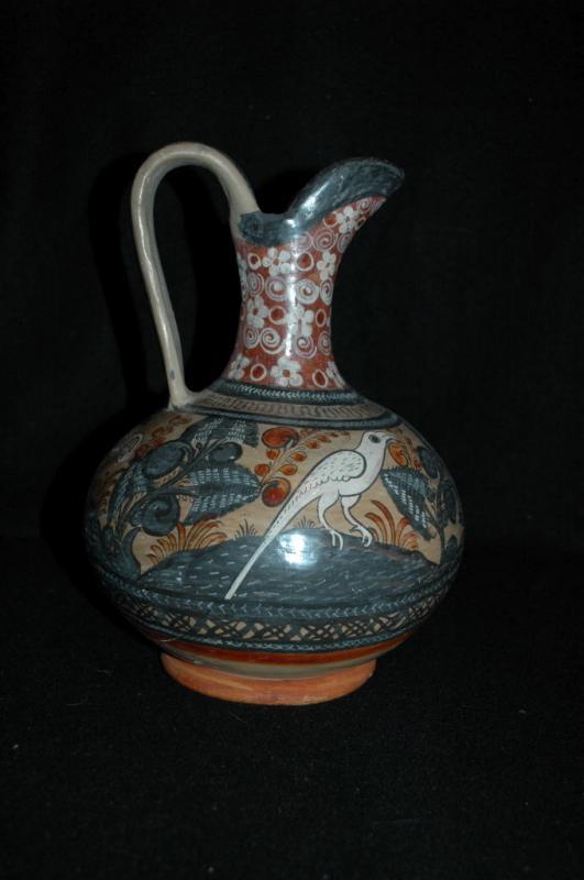 Hand Painted Burnished Mexican ewer Tonala Exquisite