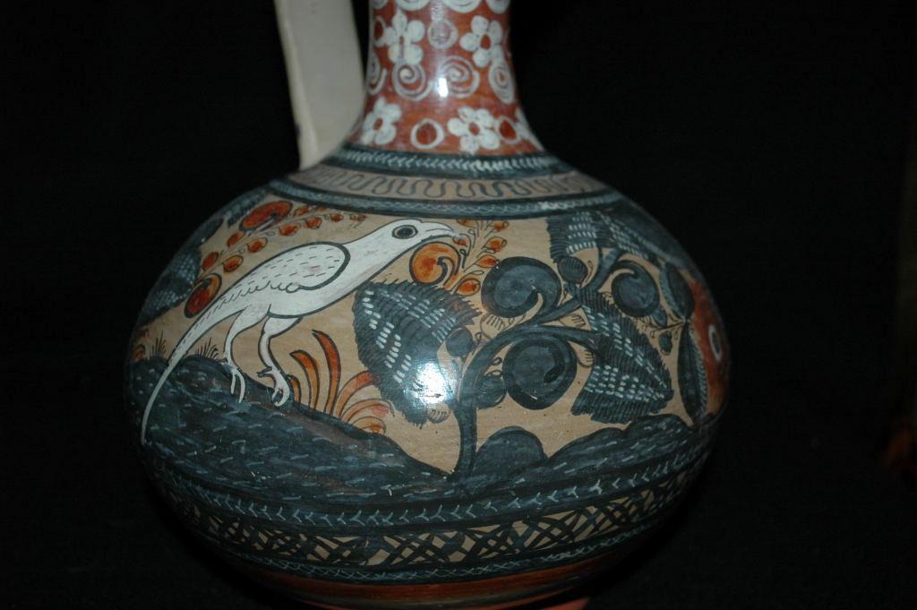 Hand Painted Burnished Mexican ewer Tonala Exquisite