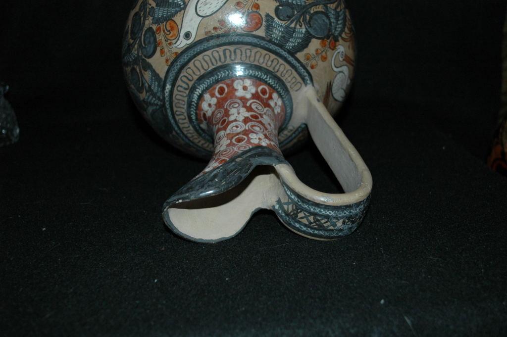 Hand Painted Burnished Mexican ewer Tonala Exquisite
