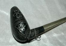 Hand Made Ebony Wood Pipe with silver / Ethnic