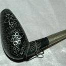 Hand Made Ebony Wood Pipe with silver / Ethnic