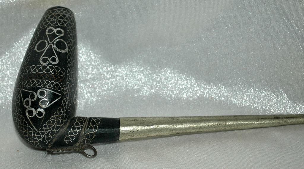 Hand Made Ebony Wood Pipe with silver / Ethnic