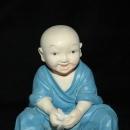 Hand Made Chinese Monk Seated, Washing Dishes Artist Signed