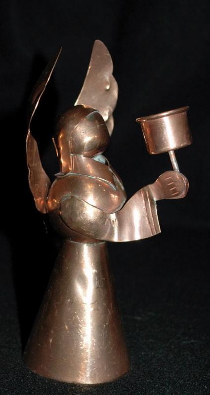 Hand Crafted Copper Angel Candle Stick Holder, Made in Mexico