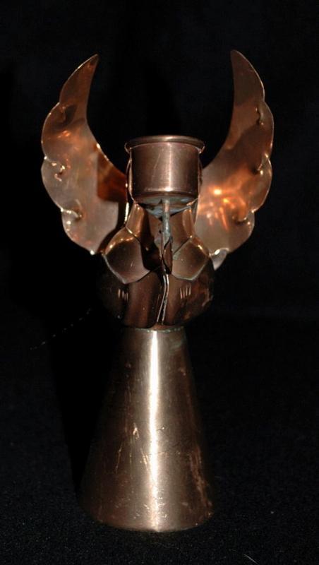 Hand Crafted Copper Angel Candle Stick Holder, Made in Mexico