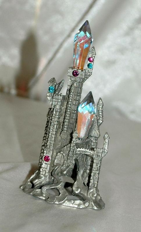 Comstock Pewter Crystal Castle, Artist Signed