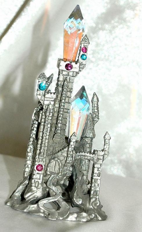 Comstock Pewter Crystal Castle, Artist Signed