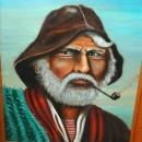 Original Old Fisherman Oil Painting on Canvas signed W.A. Seymour