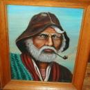 Original Old Fisherman Oil Painting on Canvas signed W.A. Seymour