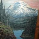 Large Painting of Mount Rainier Oil on Canvas Signed and Framed