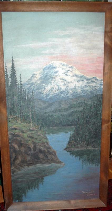 Large Painting of Mount Rainier Oil on Canvas Signed and Framed