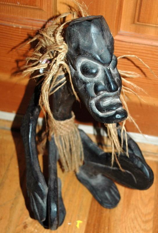 African Wood Carving , Crouching Man