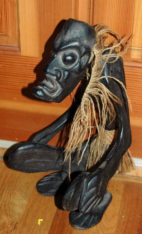 African Wood Carving , Crouching Man