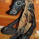 African Wood Carving , Crouching Man