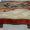 Nice Old Foot Stool with Mountian Landscape Tapestytry