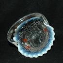 Vintage, Fenton Opalescent Ruffle Strawberry Glass Basket, Artist Signed.